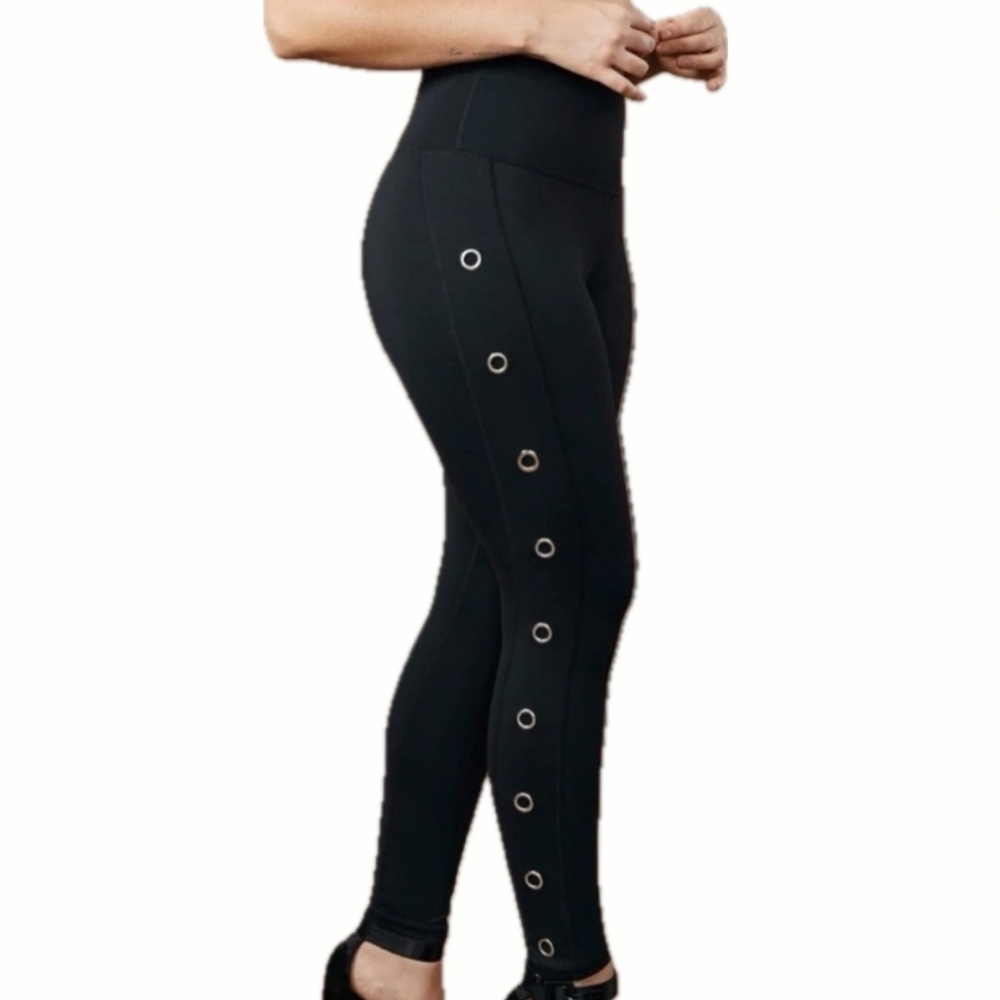 Hypertek Comfytek Black Leggings Size S Grommet Detail Moto Punk Athleisure